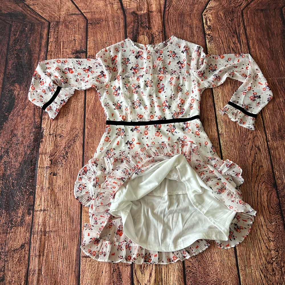 LuLus White Floral Print Long Sleeve Mini Dress Women’s Size Small‎ - Picture 13 of 15